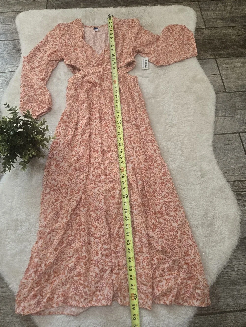 Old Navy Orange Floral Side Cutout Boho Chic Cottagecore Prairie Maxi Dress, S